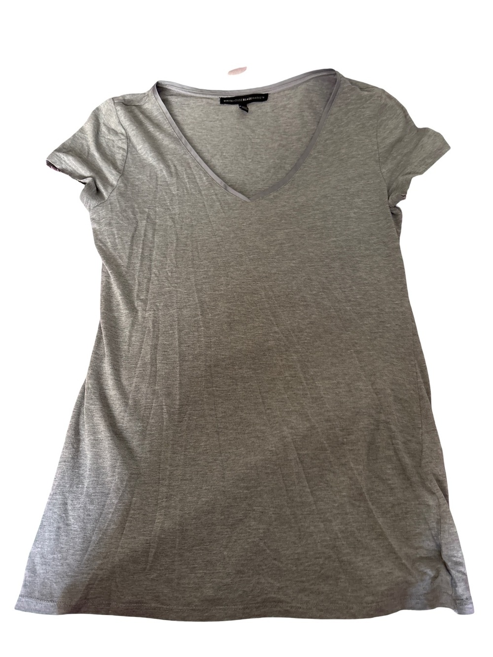 Women's Grey V-Neck Short Sleeve Top - Brand Unspecified